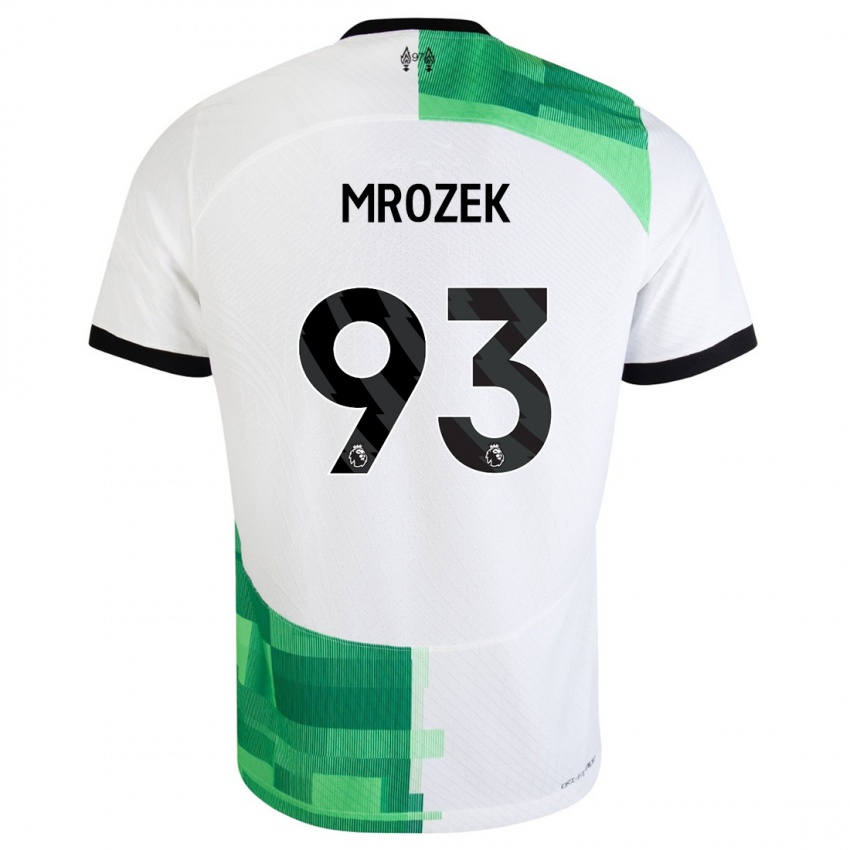 Niño Camiseta Fabian Mrozek #93 Blanco Verde 2ª Equipación 2023/24 La Camisa