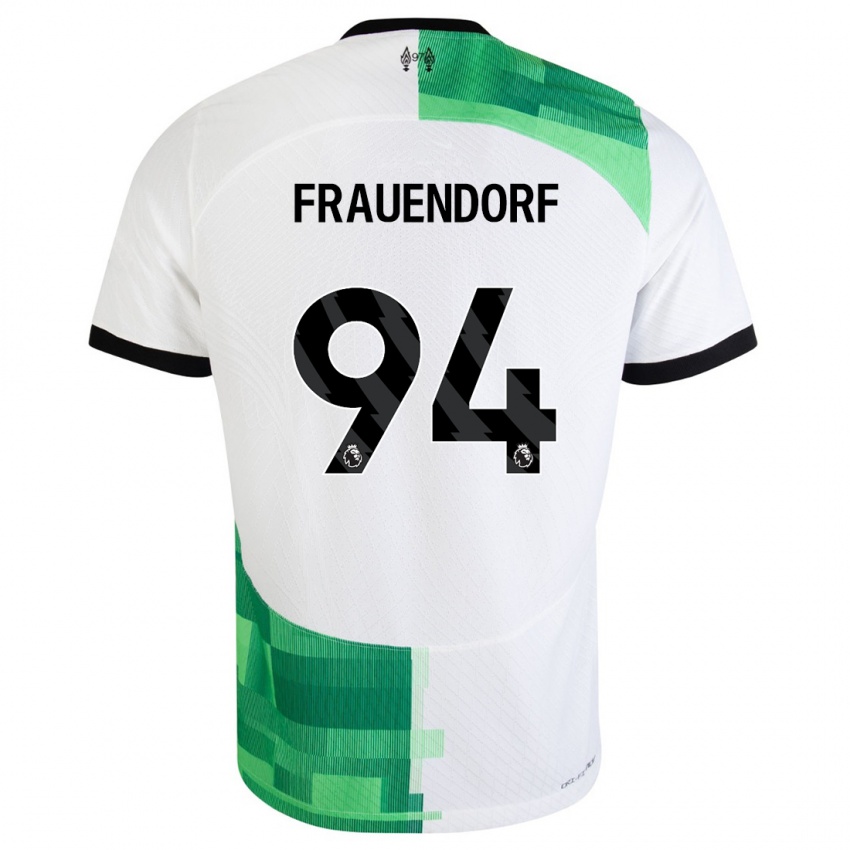 Niño Camiseta Melkamu Frauendorf #94 Blanco Verde 2ª Equipación 2023/24 La Camisa