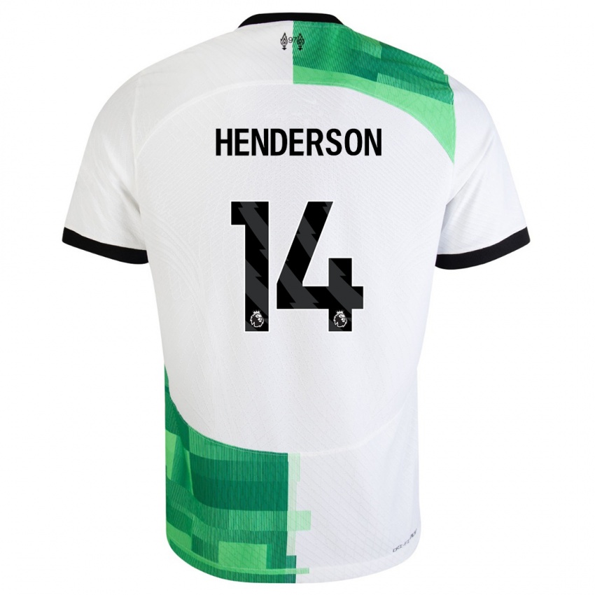 Niño Camiseta Henderson #14 Blanco Verde 2ª Equipación 2023/24 La Camisa