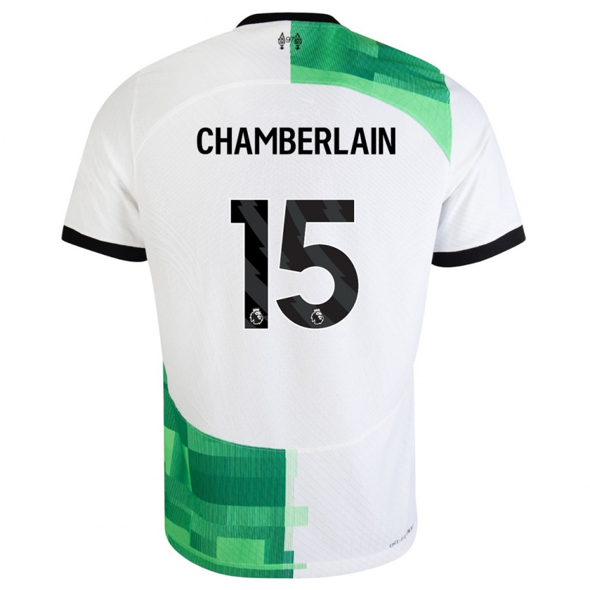 Niño Camiseta Alex Oxlade Chamberlain #15 Blanco Verde 2ª Equipación 2023/24 La Camisa