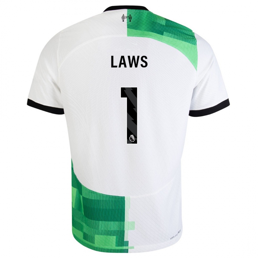 Niño Camiseta Rachael Laws #1 Blanco Verde 2ª Equipación 2023/24 La Camisa