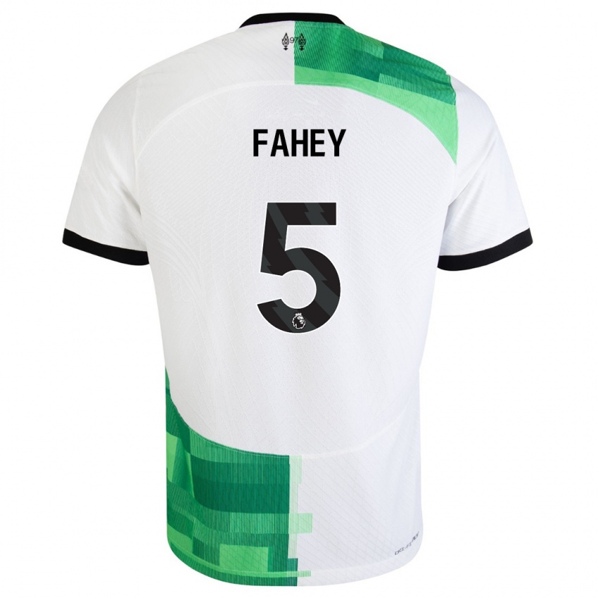 Niño Camiseta Niamh Fahey #5 Blanco Verde 2ª Equipación 2023/24 La Camisa