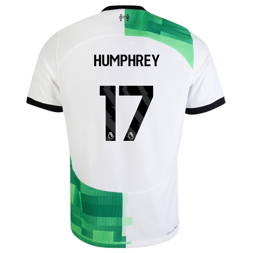 Niño Camiseta Carla Humphrey #17 Blanco Verde 2ª Equipación 2023/24 La Camisa