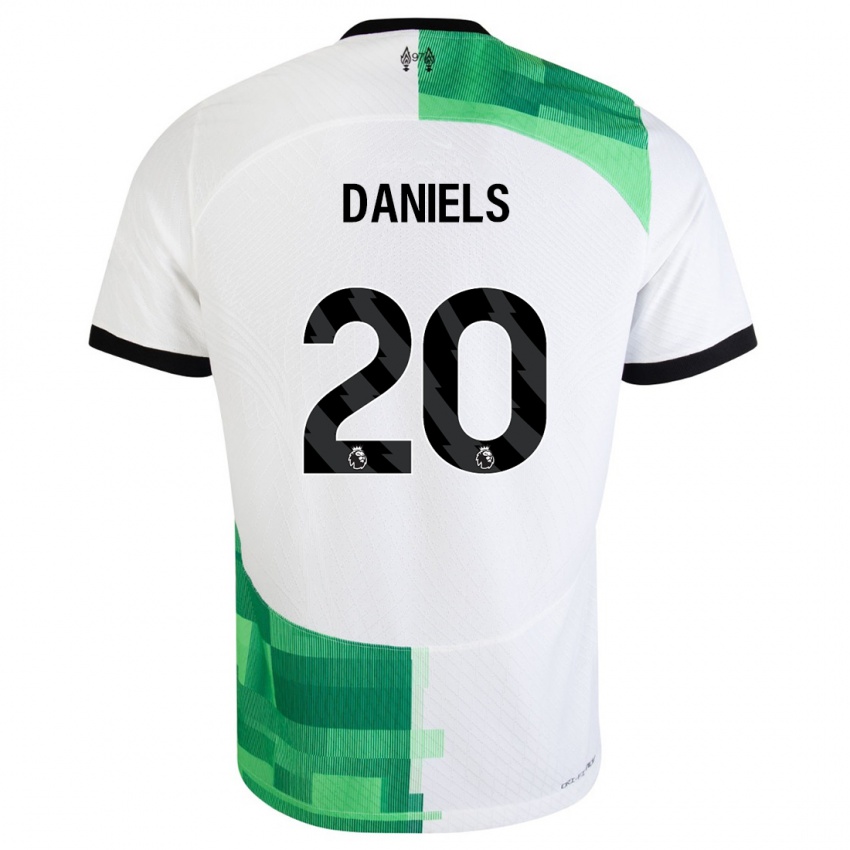 Niño Camiseta Yana Daniels #20 Blanco Verde 2ª Equipación 2023/24 La Camisa