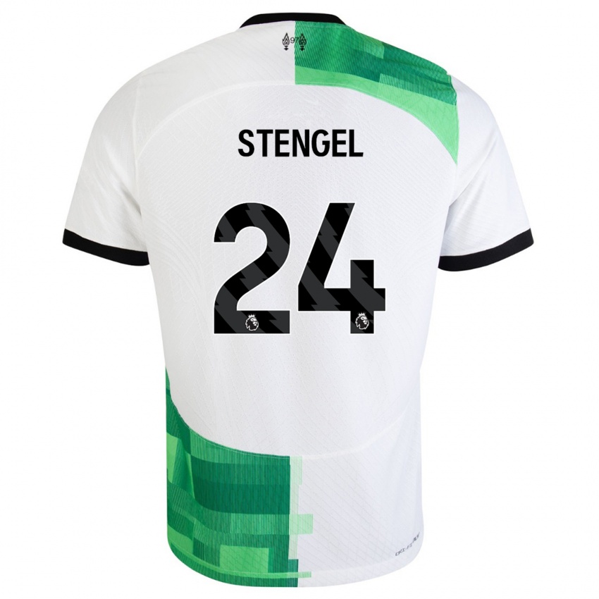 Niño Camiseta Katie Stengel #24 Blanco Verde 2ª Equipación 2023/24 La Camisa