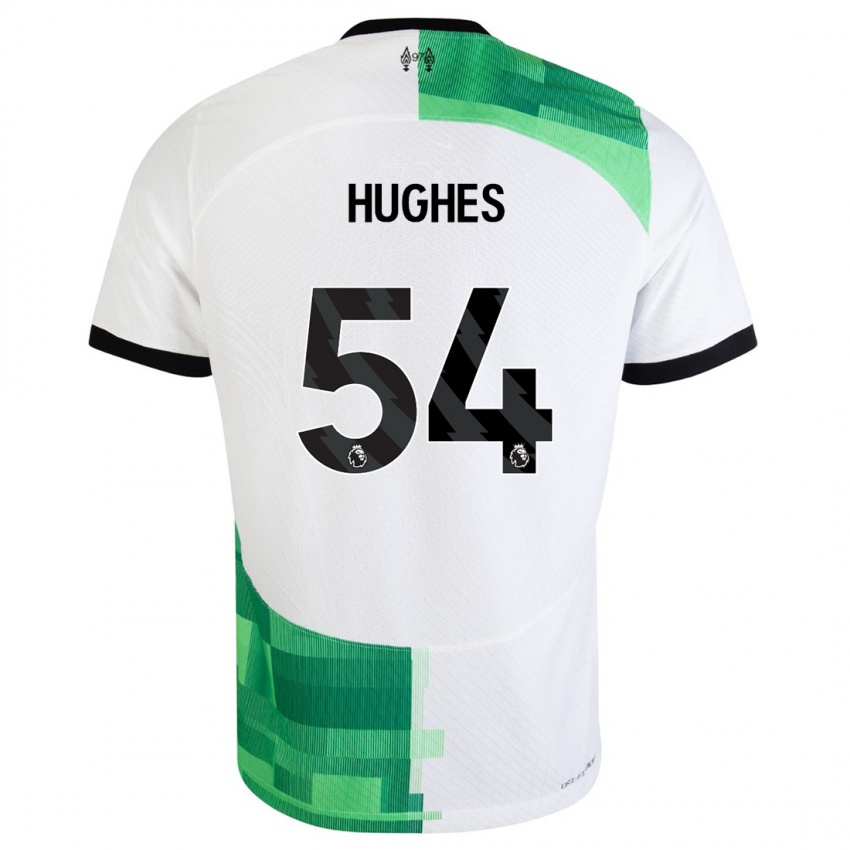 Niño Camiseta Liam Hughes #54 Blanco Verde 2ª Equipación 2023/24 La Camisa