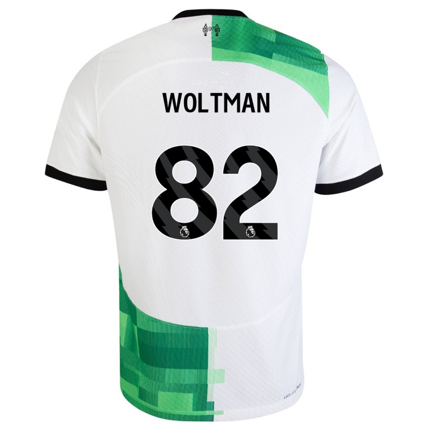 Niño Camiseta Max Woltman #82 Blanco Verde 2ª Equipación 2023/24 La Camisa
