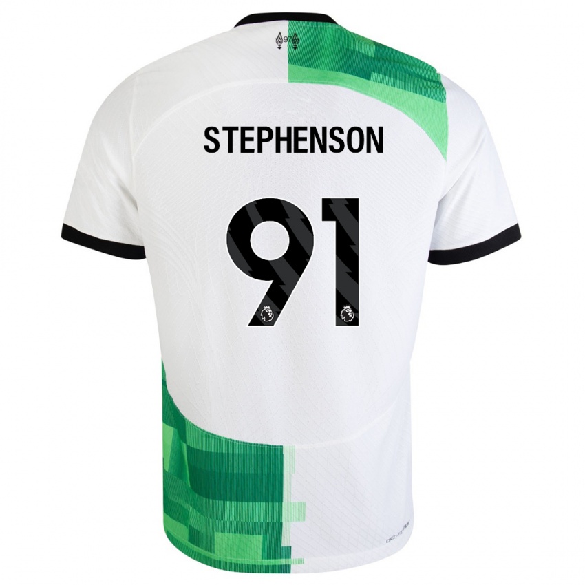 Niño Camiseta Luca Stephenson #91 Blanco Verde 2ª Equipación 2023/24 La Camisa