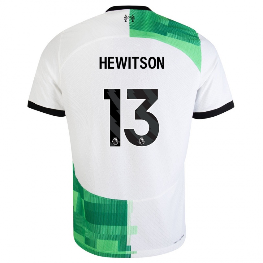 Niño Camiseta Luke Hewitson #13 Blanco Verde 2ª Equipación 2023/24 La Camisa