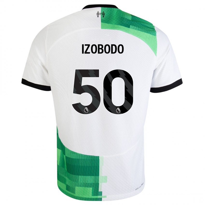 Niño Camiseta Elijah Izobodo John #50 Blanco Verde 2ª Equipación 2023/24 La Camisa