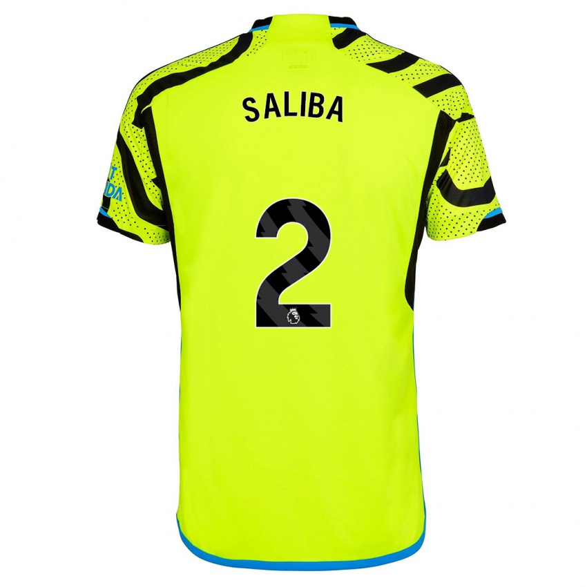 Niño Camiseta William Saliba #2 Amarillo 2ª Equipación 2023/24 La Camisa