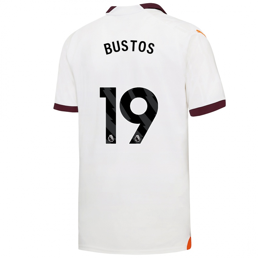 Niño Camiseta Nahuel Bustos #19 Blanco 2ª Equipación 2023/24 La Camisa