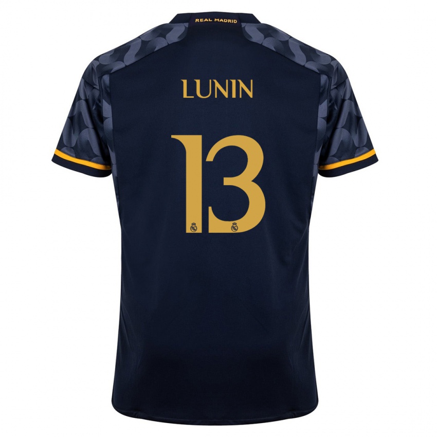Niño Camiseta Andriy Lunin #13 Azul Oscuro 2ª Equipación 2023/24 La Camisa