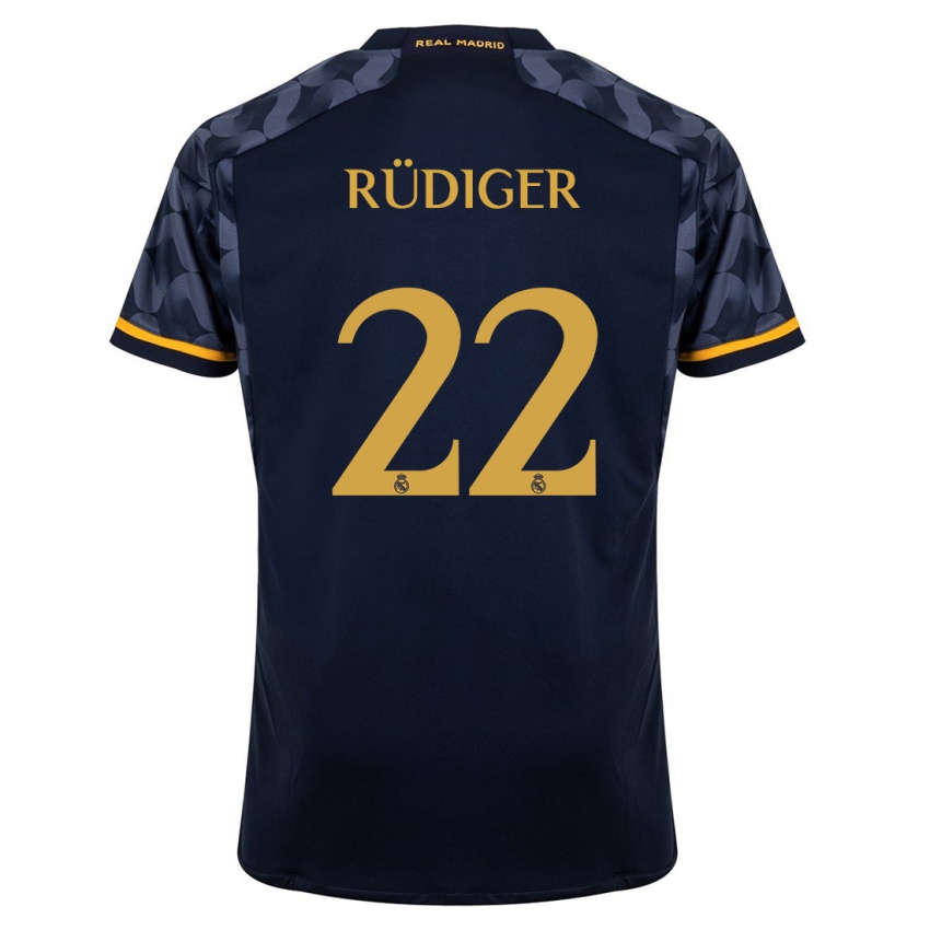 Niño Camiseta Antonio Rudiger #22 Azul Oscuro 2ª Equipación 2023/24 La Camisa