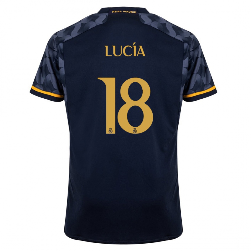 Niño Camiseta Lucia Rodriguez #18 Azul Oscuro 2ª Equipación 2023/24 La Camisa