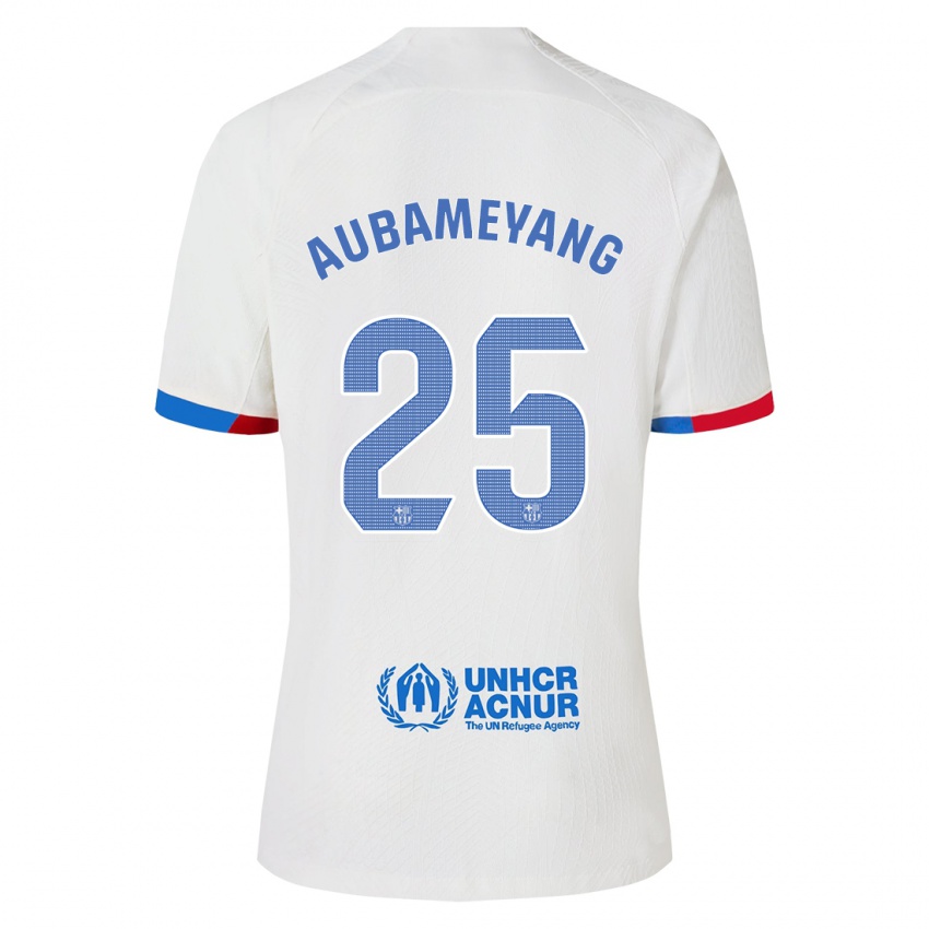 Niño Camiseta Pierre Emerick Aubameyang #25 Blanco 2ª Equipación 2023/24 La Camisa
