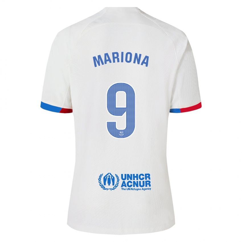 Niño Camiseta Mariona Caldentey #9 Blanco 2ª Equipación 2023/24 La Camisa