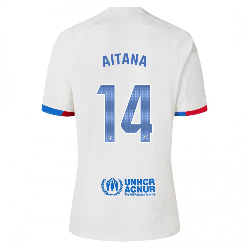 Niño Camiseta Aitana Bonmati #14 Blanco 2ª Equipación 2023/24 La Camisa