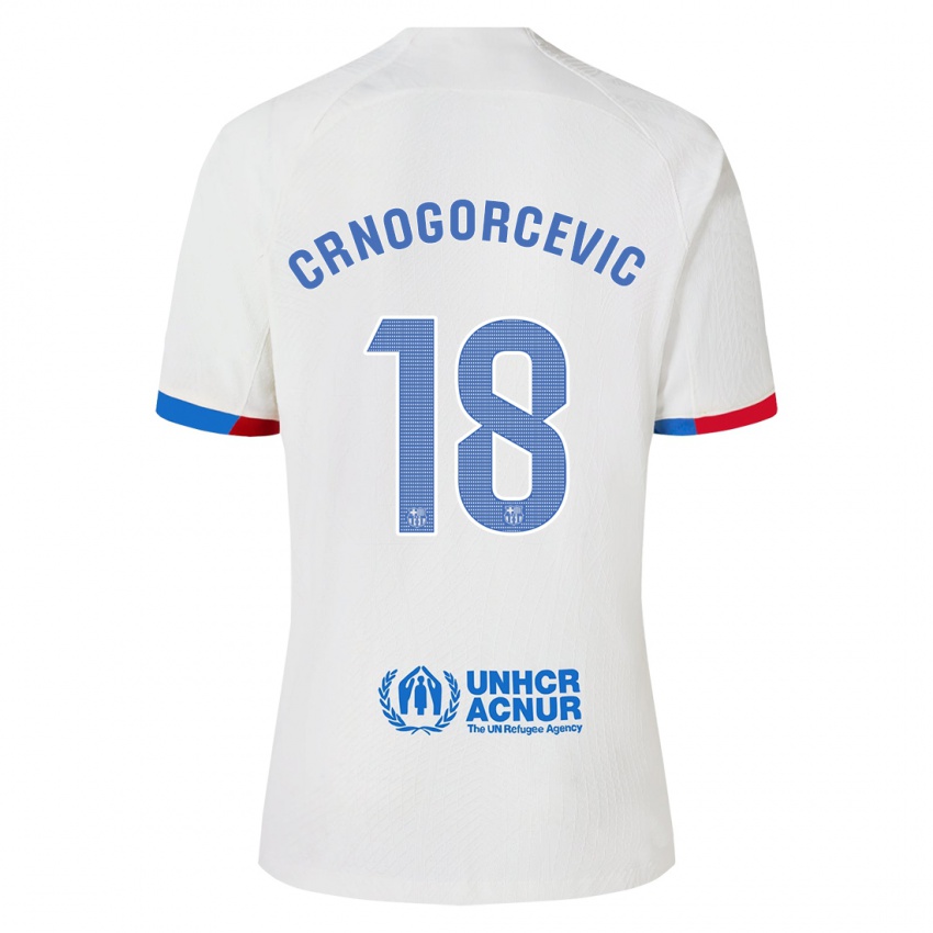 Niño Camiseta Ana-Maria Crnogorcevic #18 Blanco 2ª Equipación 2023/24 La Camisa