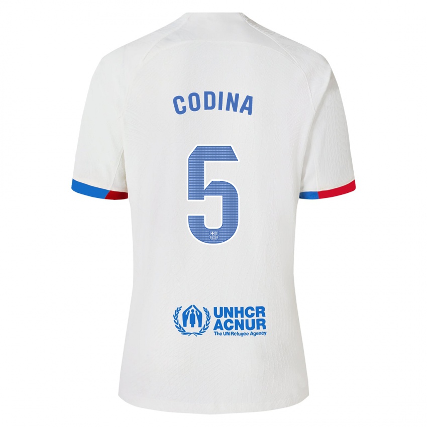 Niño Camiseta Laia Codina #5 Blanco 2ª Equipación 2023/24 La Camisa