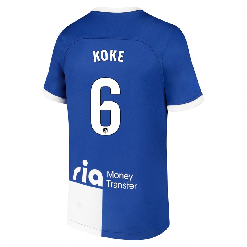 Niño Camiseta Koke #6 Azul Blanco 2ª Equipación 2023/24 La Camisa