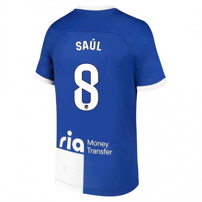 Niño Camiseta Saul Niguez #8 Azul Blanco 2ª Equipación 2023/24 La Camisa