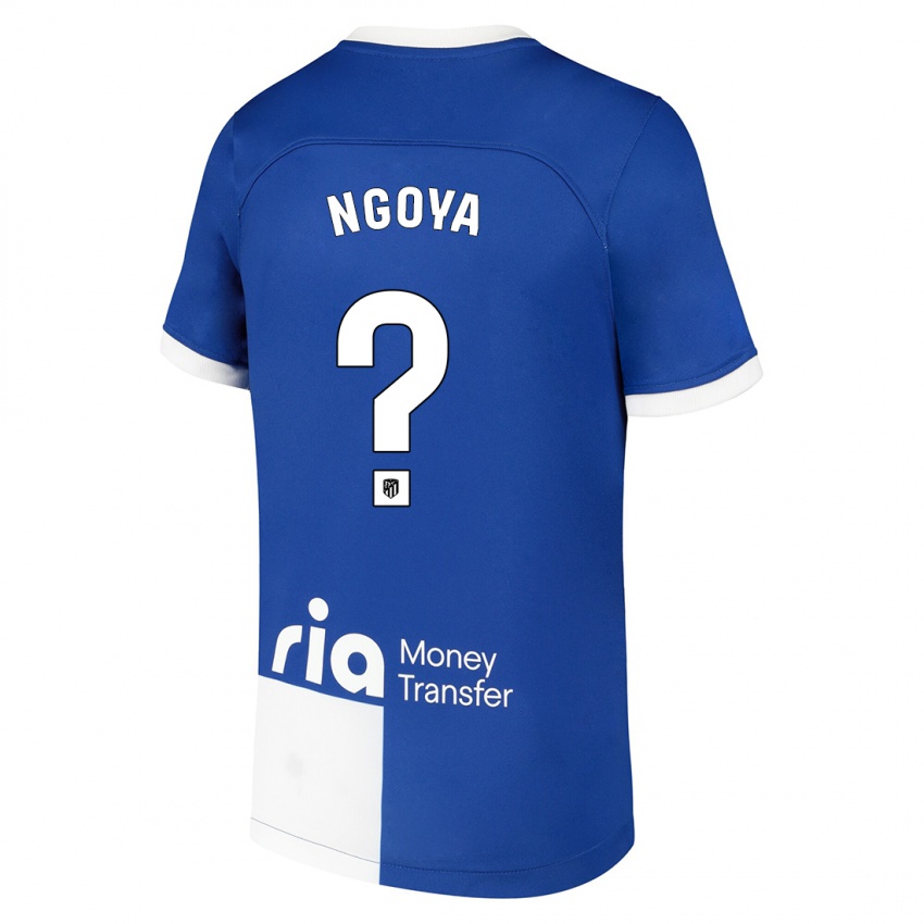 Niño Camiseta Joël Ngoya #0 Azul Blanco 2ª Equipación 2023/24 La Camisa