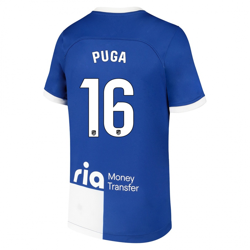 Niño Camiseta Carlos Puga #16 Azul Blanco 2ª Equipación 2023/24 La Camisa