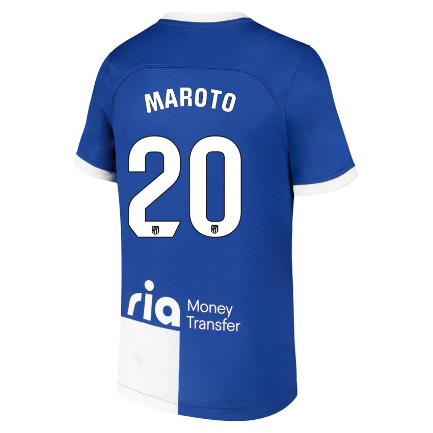 Niño Camiseta Mario Maroto #20 Azul Blanco 2ª Equipación 2023/24 La Camisa