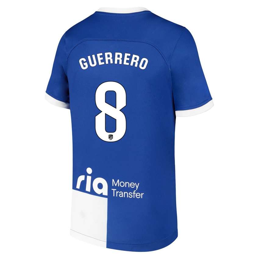 Niño Camiseta Irene Guerrero #8 Azul Blanco 2ª Equipación 2023/24 La Camisa