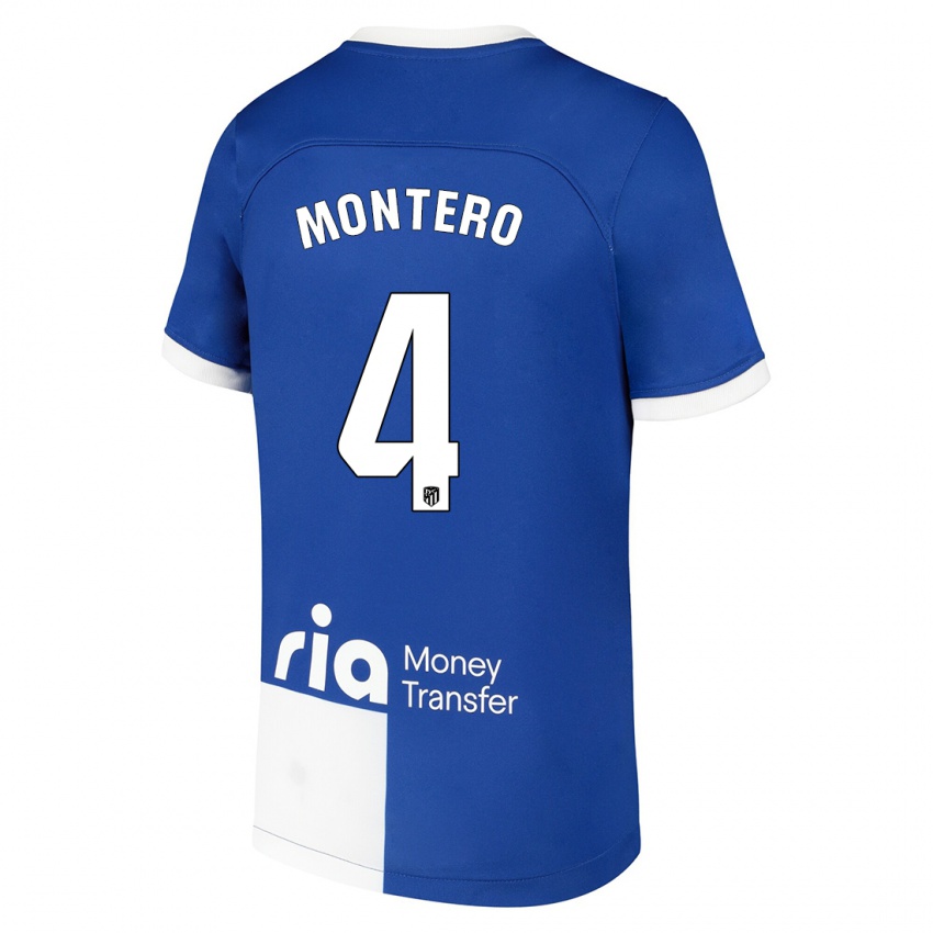 Niño Camiseta Francisco Montero #4 Azul Blanco 2ª Equipación 2023/24 La Camisa