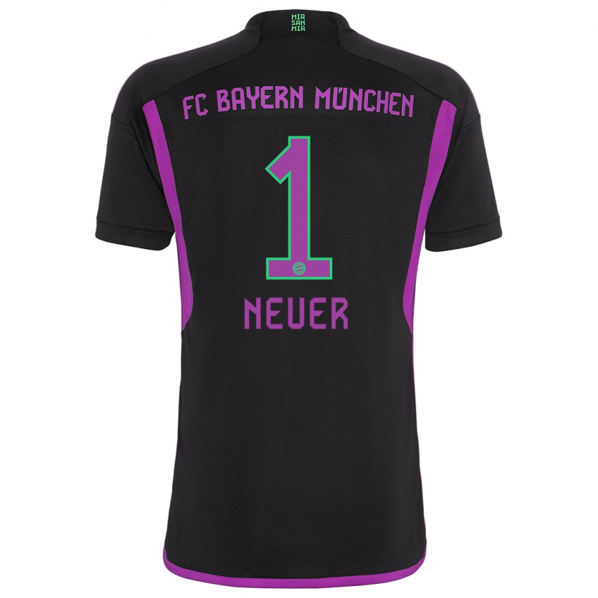 Niño Camiseta Manuel Neuer #1 Negro 2ª Equipación 2023/24 La Camisa