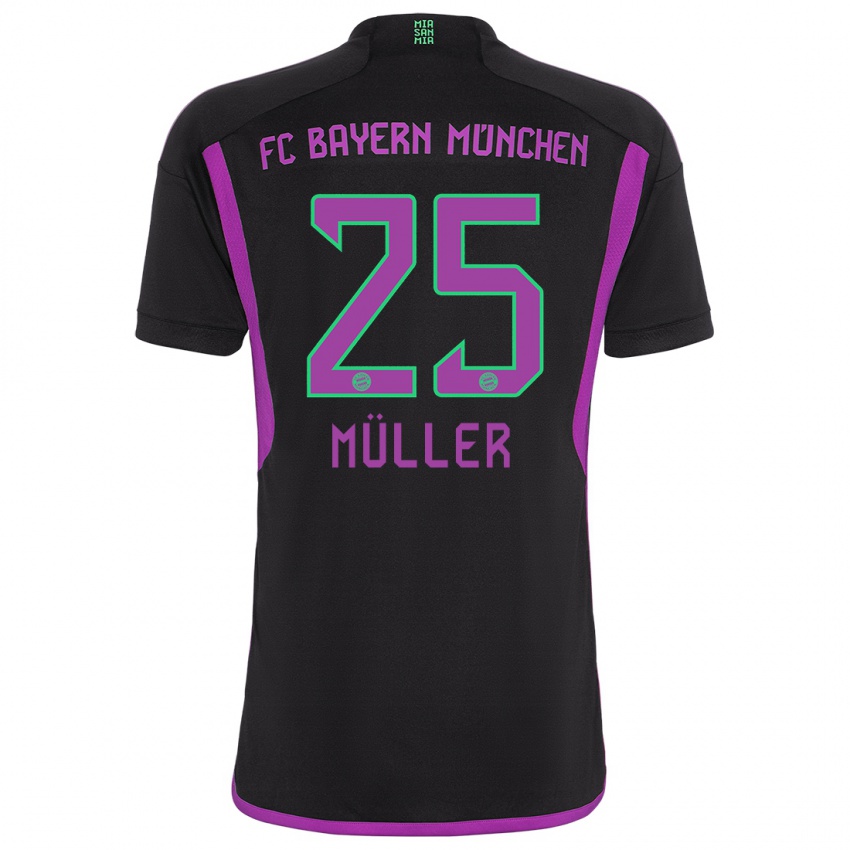 Niño Camiseta Thomas Muller #25 Negro 2ª Equipación 2023/24 La Camisa