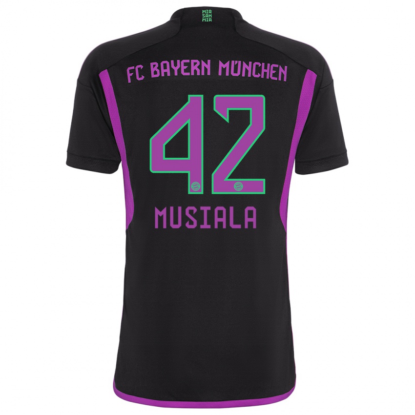 Niño Camiseta Jamal Musiala #42 Negro 2ª Equipación 2023/24 La Camisa