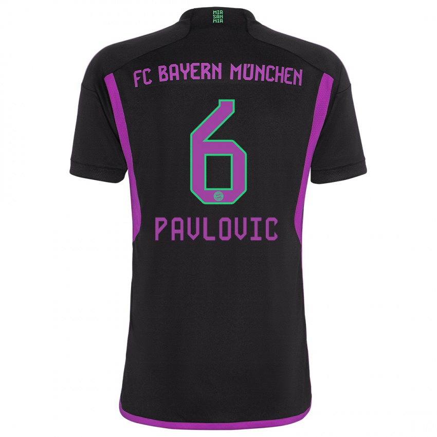 Niño Camiseta Aleksandar Pavlovic #6 Negro 2ª Equipación 2023/24 La Camisa