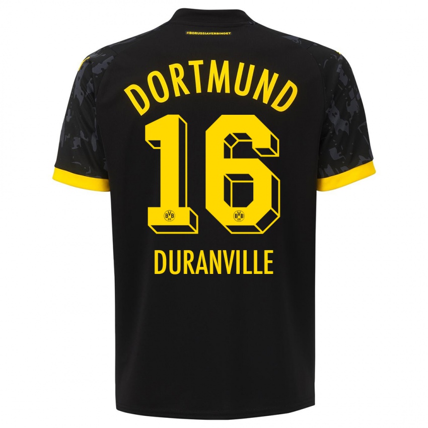 Niño Camiseta Julien Duranville #16 Negro 2ª Equipación 2023/24 La Camisa