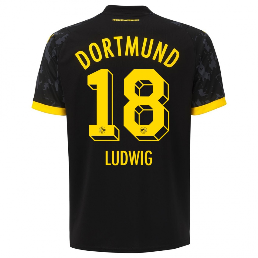 Niño Camiseta Michel Ludwig #18 Negro 2ª Equipación 2023/24 La Camisa