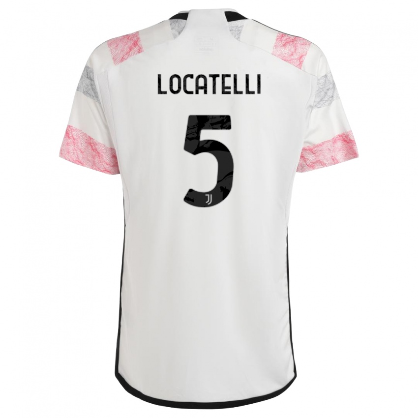 Niño Camiseta Manuel Locatelli #5 Blanco Rosa 2ª Equipación 2023/24 La Camisa