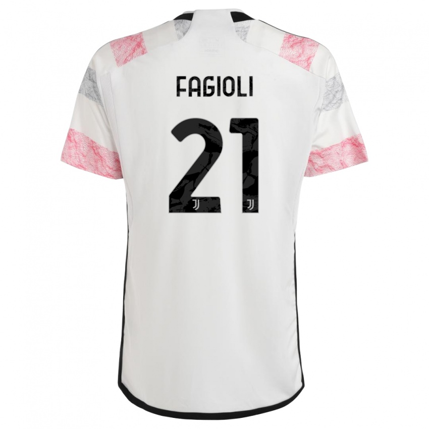 Niño Camiseta Nicolo Fagioli #21 Blanco Rosa 2ª Equipación 2023/24 La Camisa