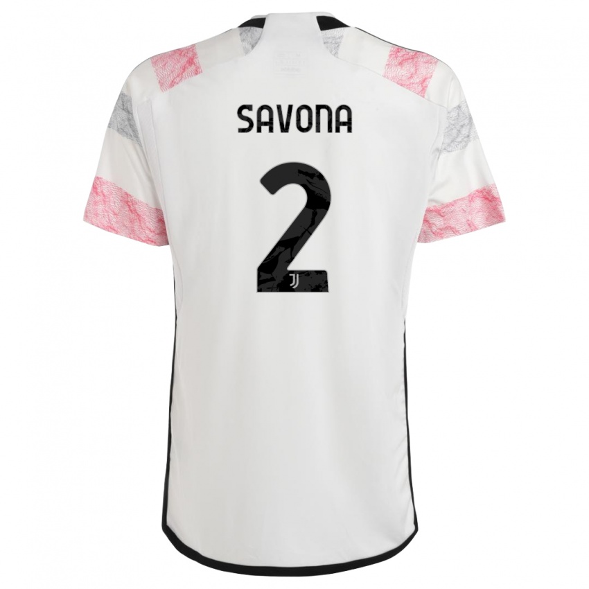 Niño Camiseta Nicolo Savona #2 Blanco Rosa 2ª Equipación 2023/24 La Camisa