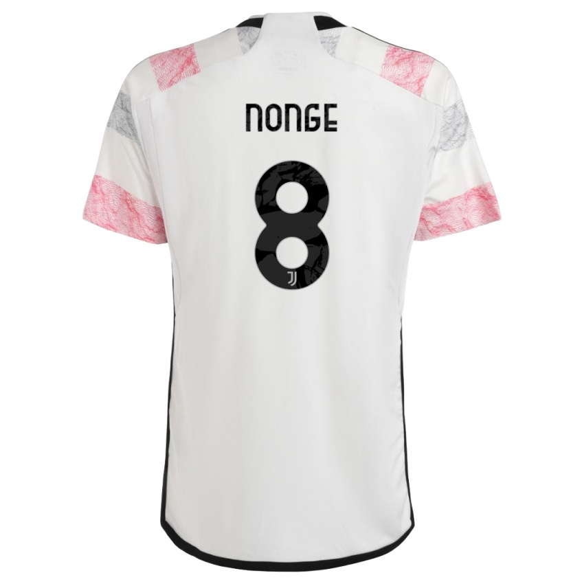 Niño Camiseta Joseph Nonge #8 Blanco Rosa 2ª Equipación 2023/24 La Camisa