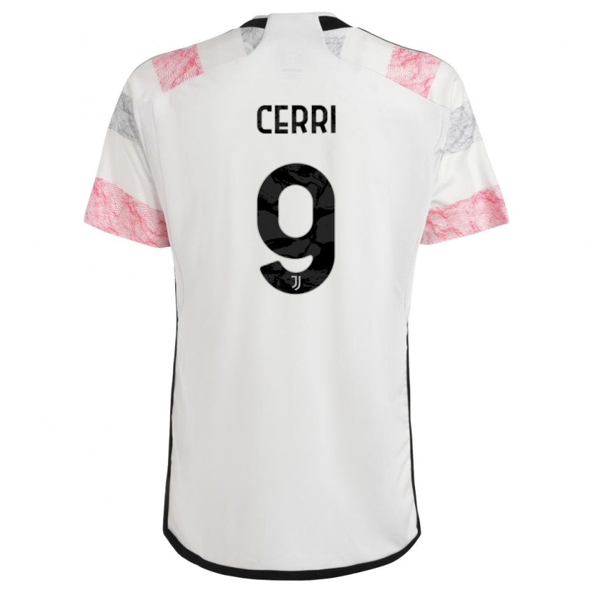 Niño Camiseta Leonardo Cerri #9 Blanco Rosa 2ª Equipación 2023/24 La Camisa