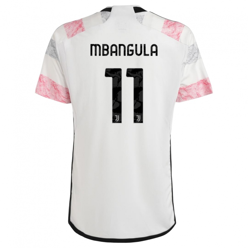 Niño Camiseta Samuel Mbangula #11 Blanco Rosa 2ª Equipación 2023/24 La Camisa