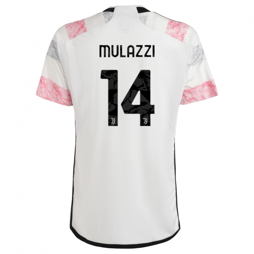 Niño Camiseta Gabriele Mulazzi #14 Blanco Rosa 2ª Equipación 2023/24 La Camisa