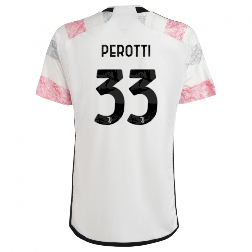 Niño Camiseta Clemente Perotti #33 Blanco Rosa 2ª Equipación 2023/24 La Camisa