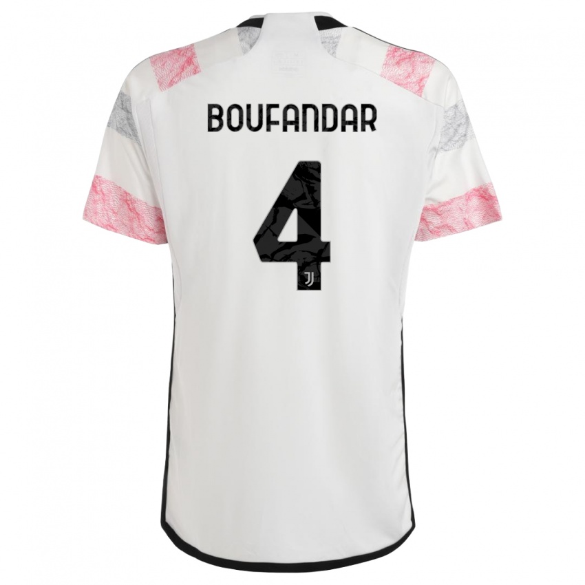 Niño Camiseta Adam Boufandar #4 Blanco Rosa 2ª Equipación 2023/24 La Camisa