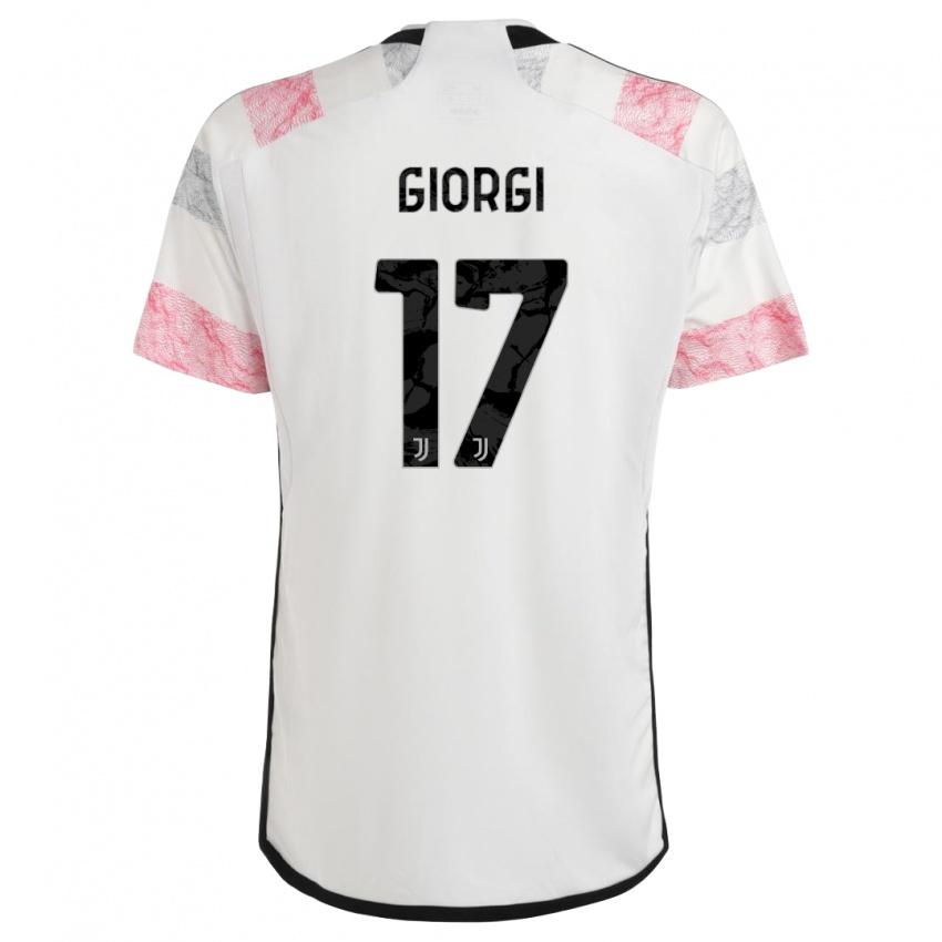 Niño Camiseta Lorenzo Giorgi #17 Blanco Rosa 2ª Equipación 2023/24 La Camisa