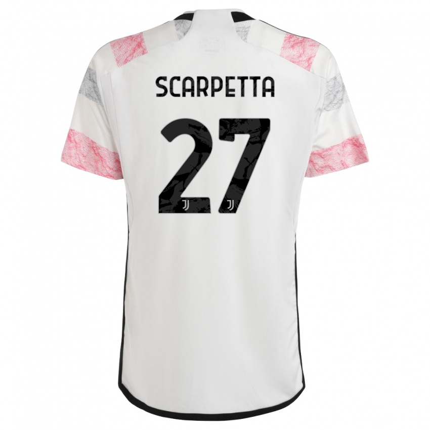 Niño Camiseta Jacopo Scarpetta #27 Blanco Rosa 2ª Equipación 2023/24 La Camisa