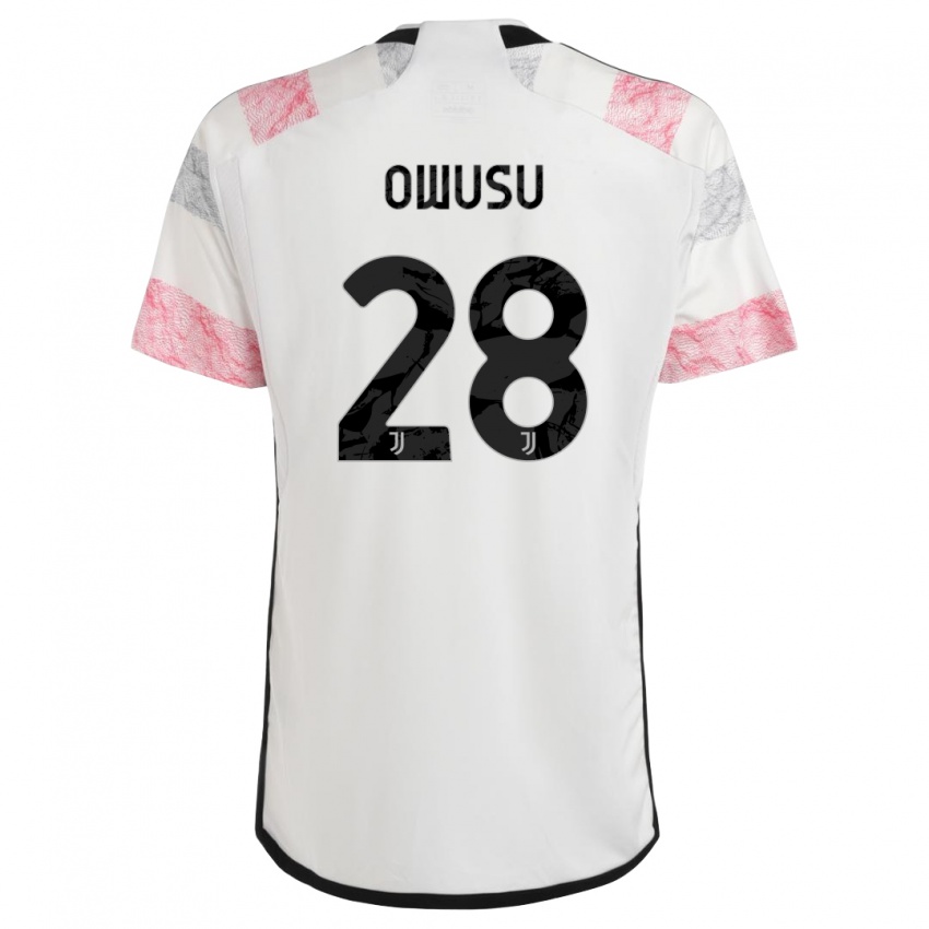 Niño Camiseta Augusto Owusu #28 Blanco Rosa 2ª Equipación 2023/24 La Camisa