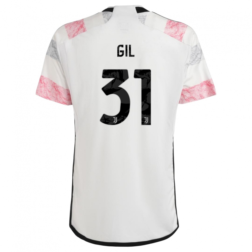 Niño Camiseta Javier Gil #31 Blanco Rosa 2ª Equipación 2023/24 La Camisa